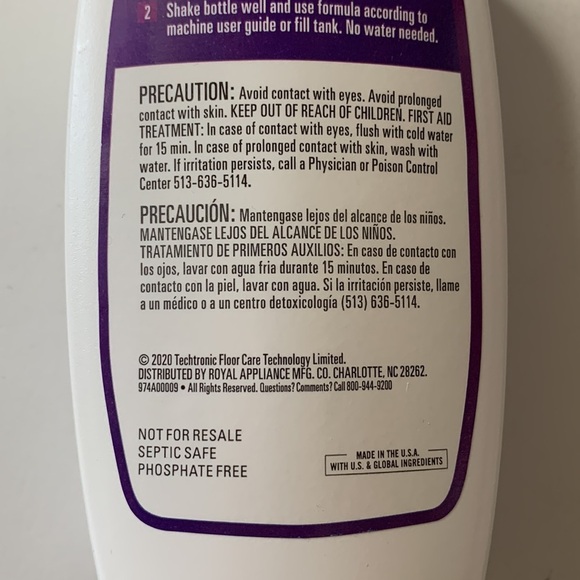 Hoover Paws & Claws Pre- Mix Carpet Cleaning Formula 6 OZ - Picture 5 of 6